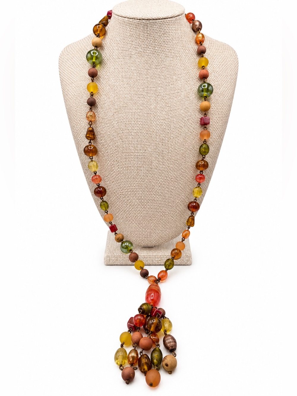 Vintage Boho Multicolor Beaded Tassel Necklace - Women Jewelry